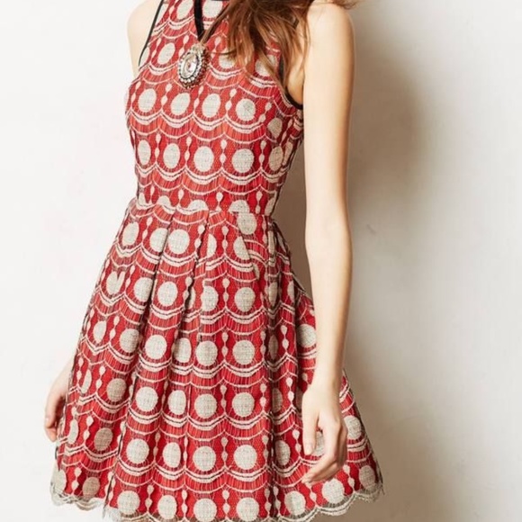 Anthropologie Dresses & Skirts - Hunter Dixon ANTHROPOLOGIE Maraschino Lace Dress14